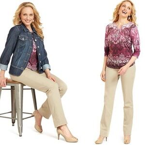 NWT~Christopher & Banks Signature Comfort Classic Fit~Straight Leg Stretch Khaki